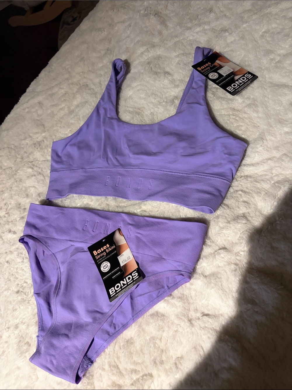 Bonds Lilac Ribbed Bralette & High-Cut Bikini